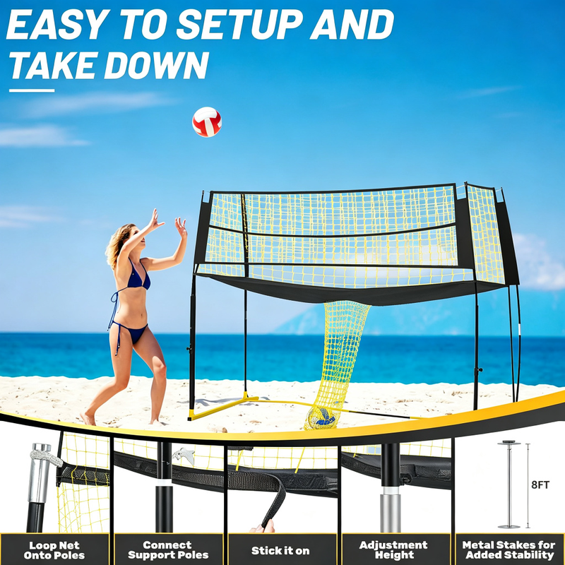 Adjustable Volleyball Training Net System – Train, Practice & Play Anywhere