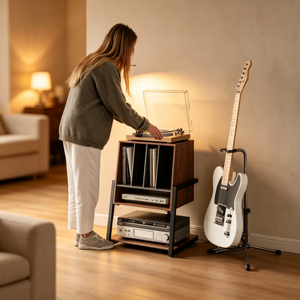 Record Player Stand – Modern Vinyl Storage & Turntable Entertainment Center