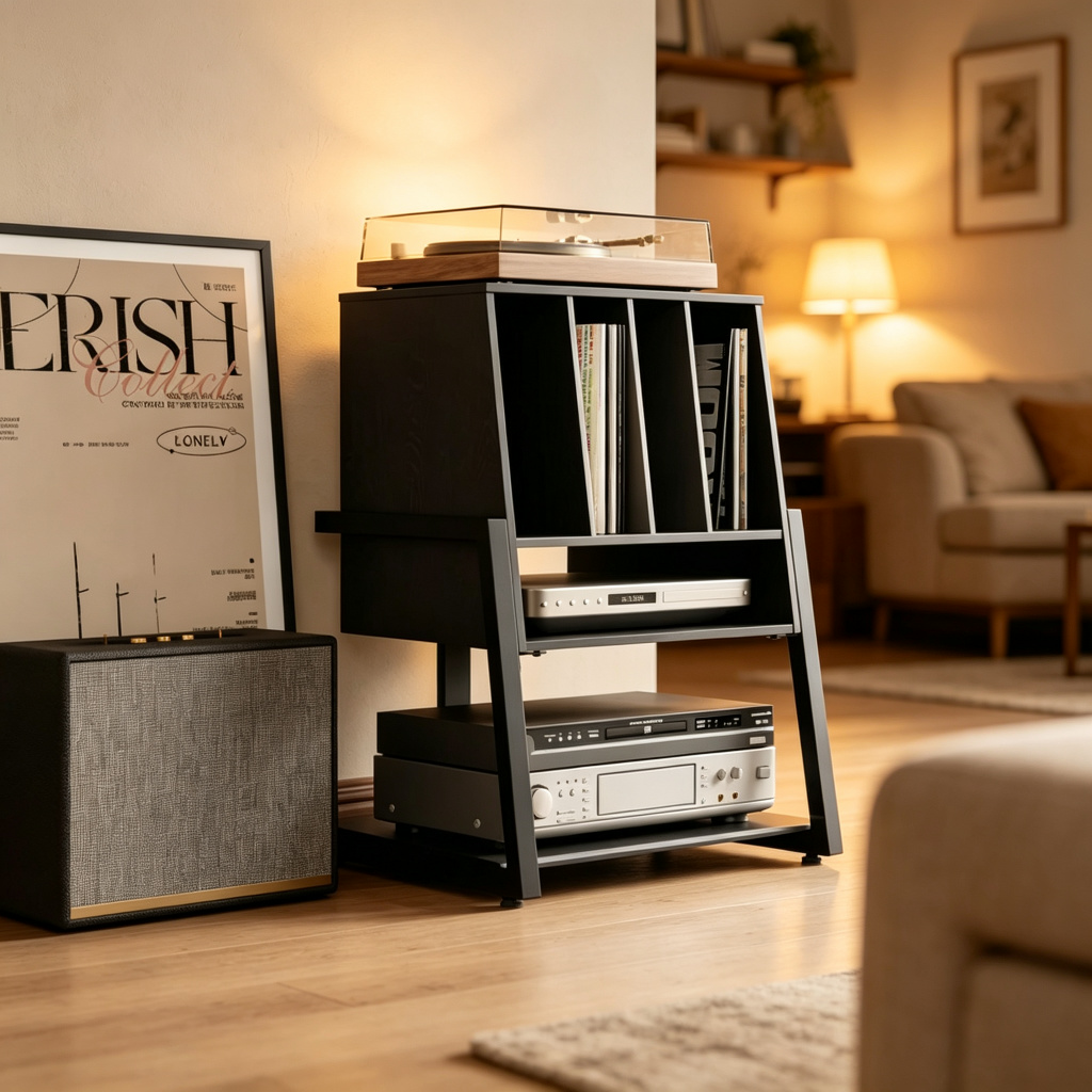 Record Player Stand – Modern Vinyl Storage & Turntable Entertainment Center