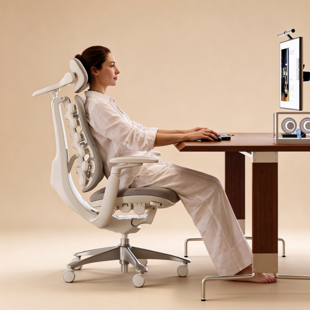 Premium Ergonomic Office Chair with Dynamic Support & Adjustable Footrest