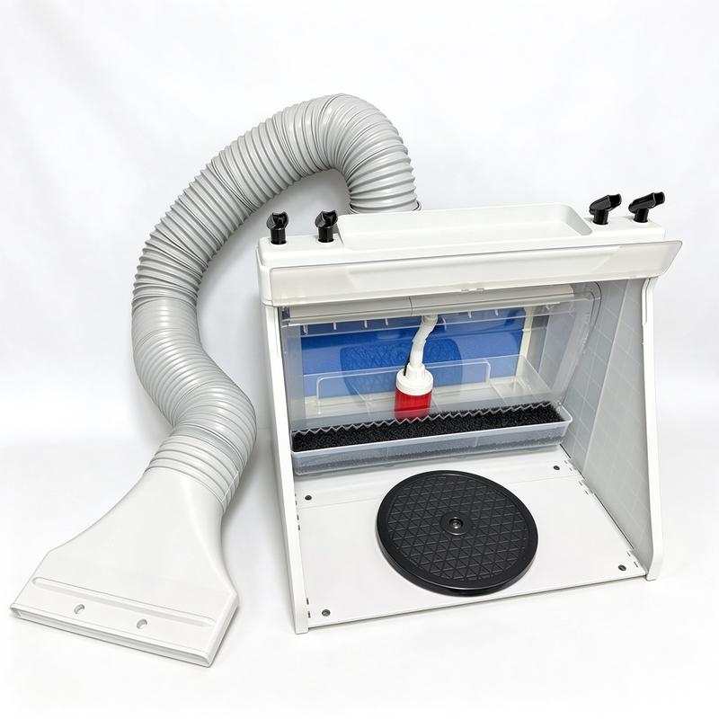 Mini Water-Curtain Paint Spray Booth with Built-In LED Lighting & Foldable Design