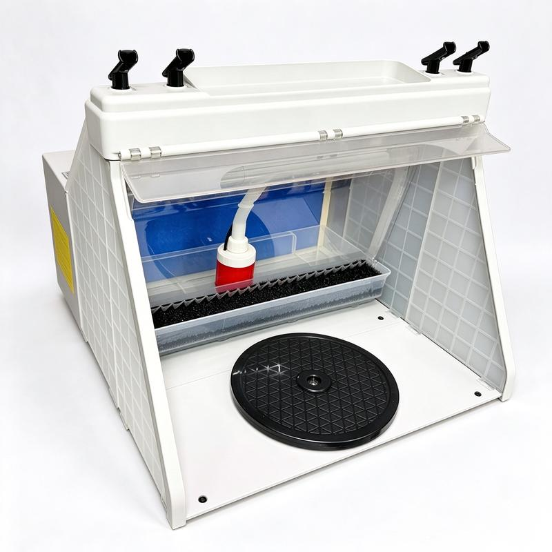 Mini Water-Curtain Paint Spray Booth with Built-In LED Lighting & Foldable Design