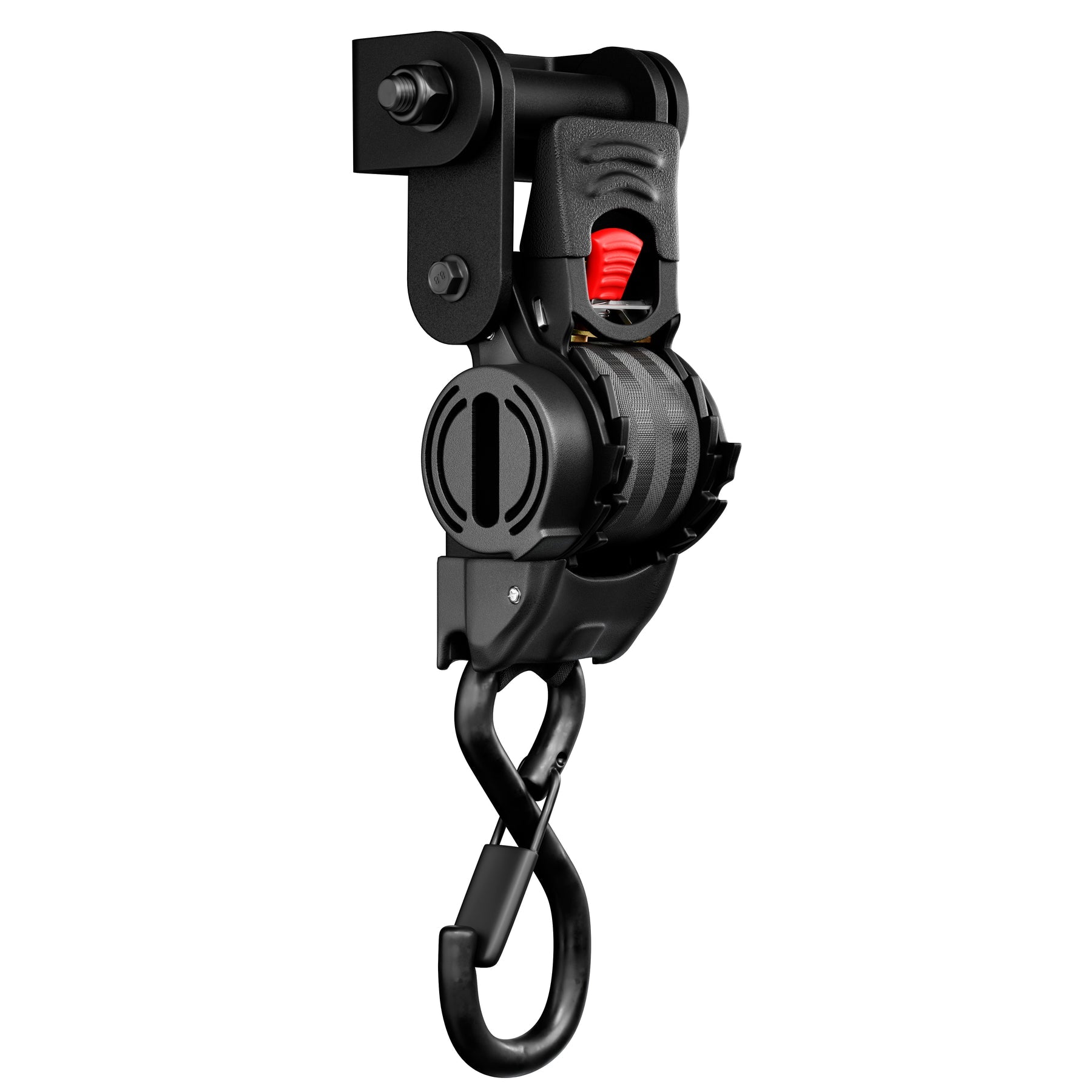 Integrated Retractable Tie-Down Strap with Universal Swivel Joint