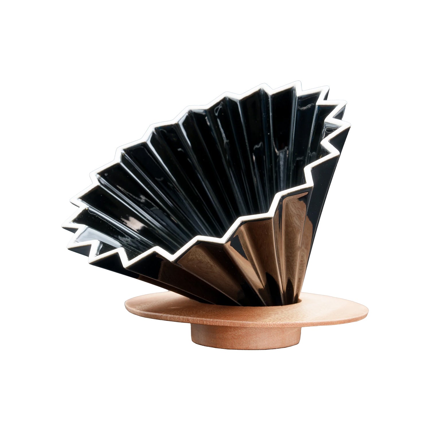 Ceramic Coffee Dripper with Wooden Stand — Pour-Over Coffee Brewing Set
