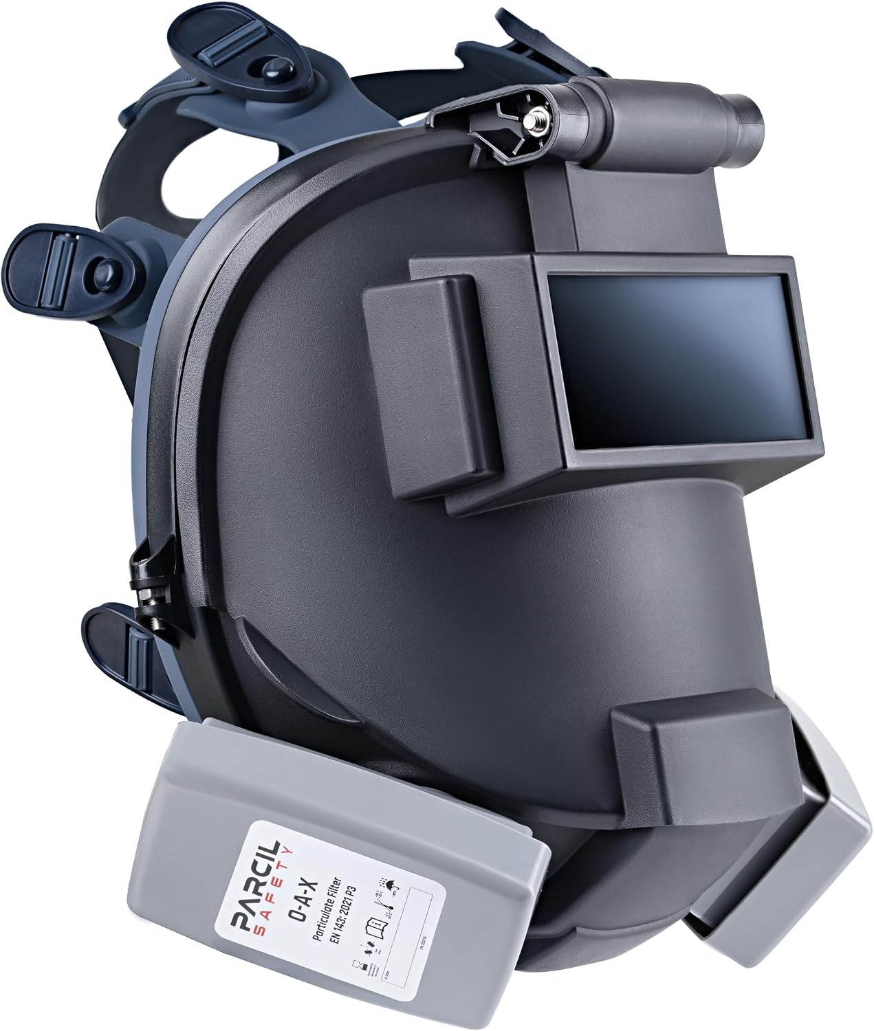 Full-face welding respirator with flip-up helmet