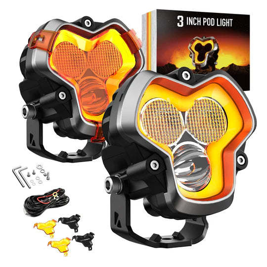 LED Pod Lights – 3” / 6” / 8” High-Performance Off-Road Lights with Spot & Flood Beams + DRL Modes