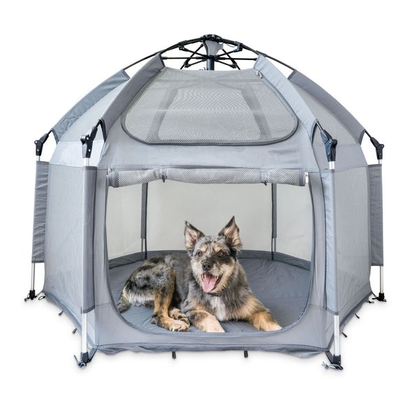 Large Mobile Dog Playpen with Inflatable Mat & Sun and Rain Cover