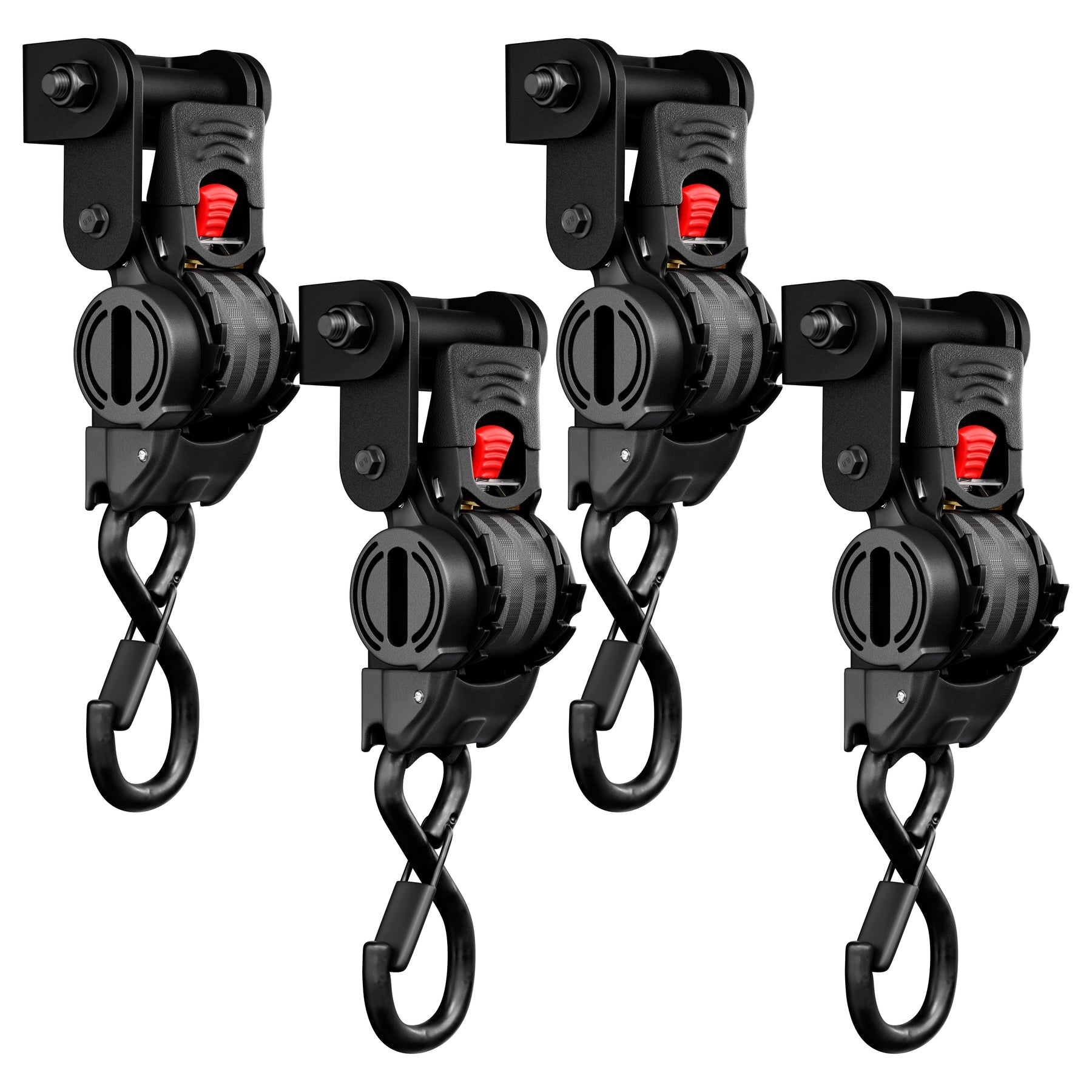 Integrated Retractable Tie-Down Strap with Universal Swivel Joint