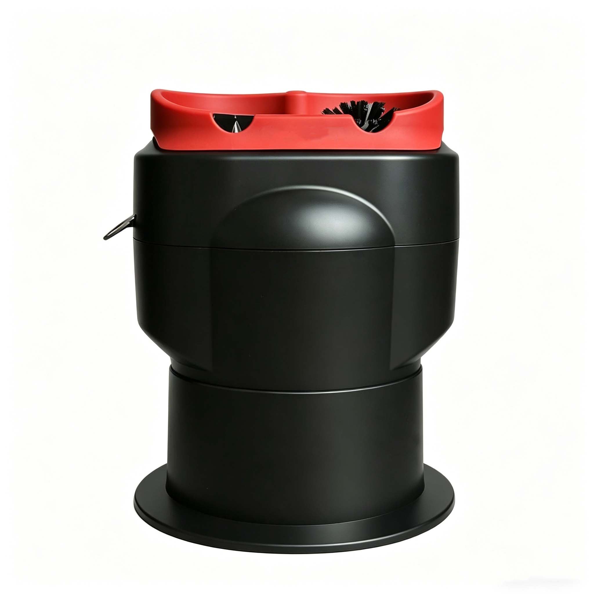 smart cleaner that automatically removes coffee grounds using rotating blades and brushes.
