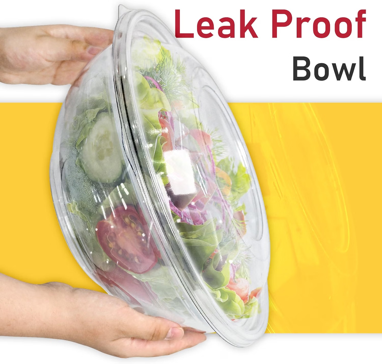 160 oz Clear Disposable Round Plastic Salad Bowl Sets XHM