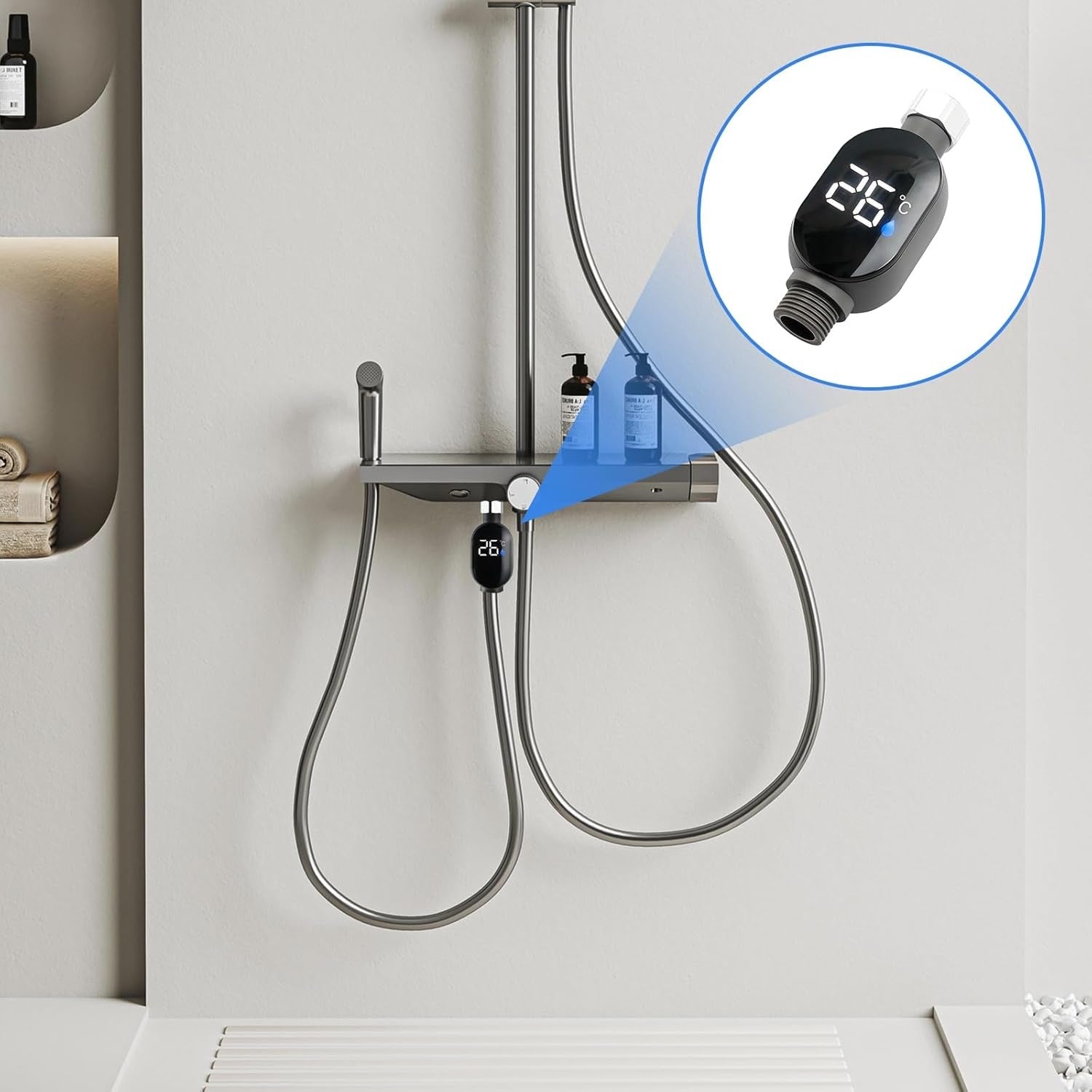 LED Shower Temperature Display Water Thermometer