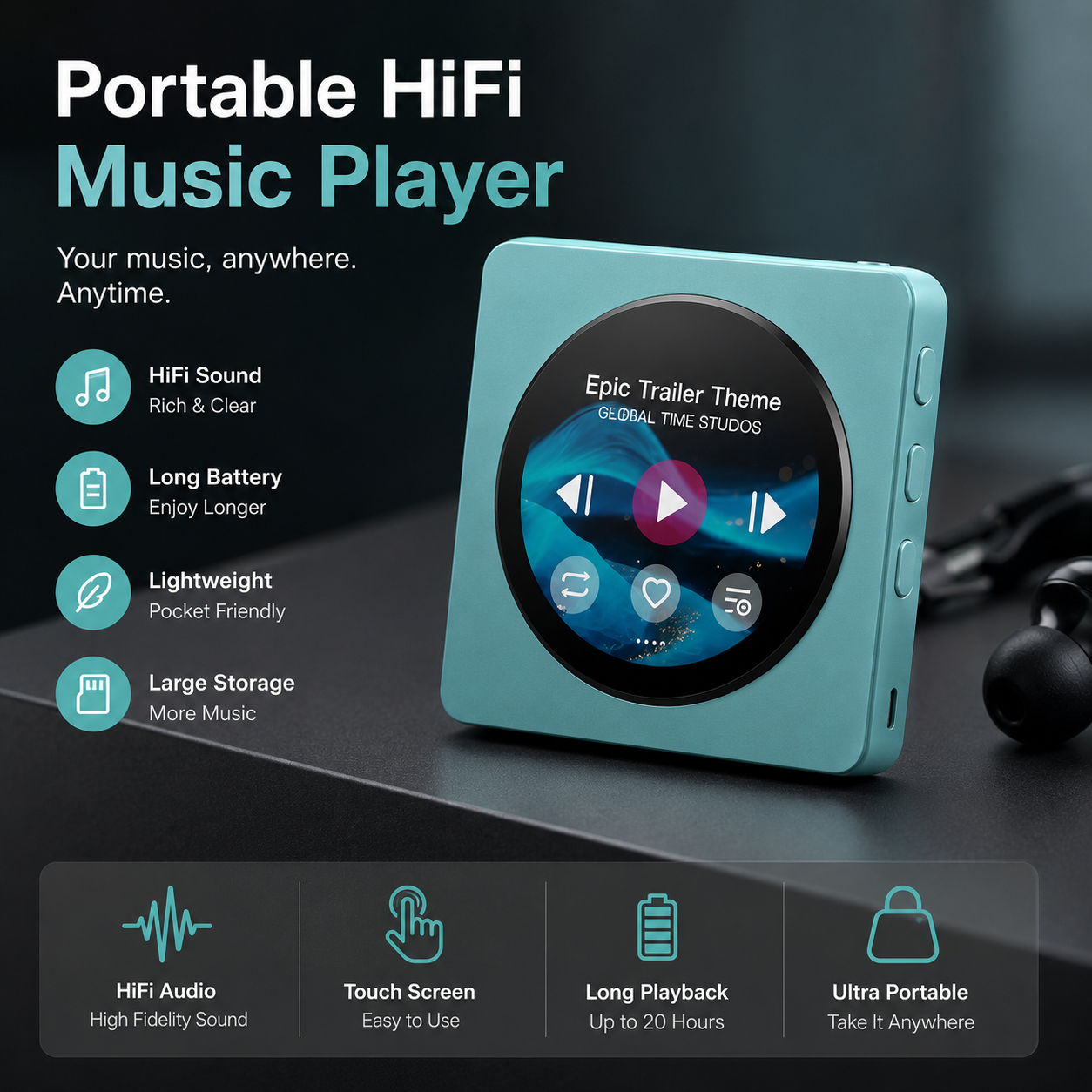 Portable High-Resolution Music Player – Hi-Res Audio Anytime, Anywhere