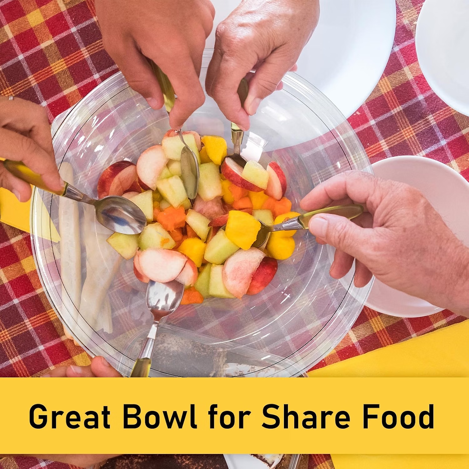 160 oz Clear Disposable Round Plastic Salad Bowl Sets XHM