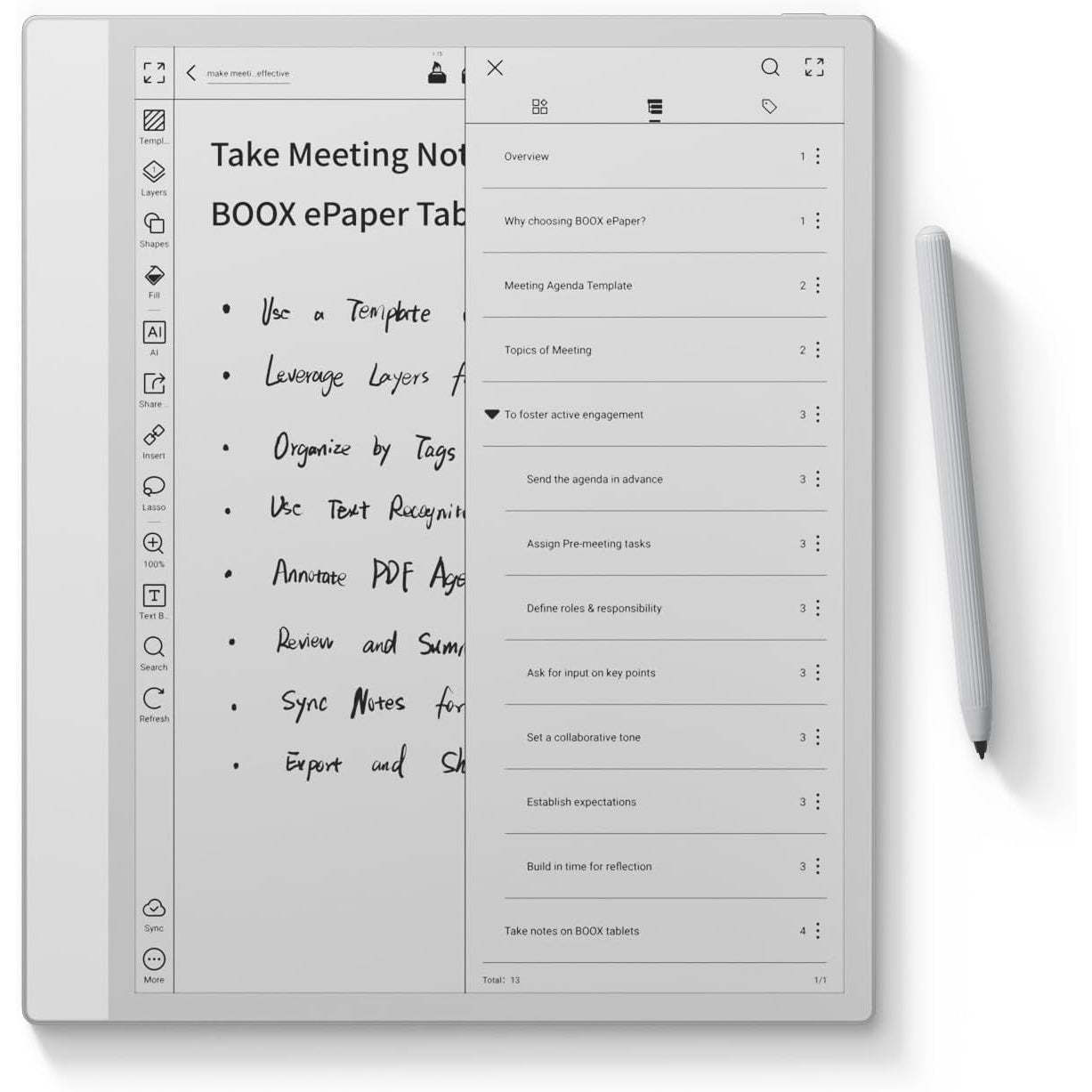 E-ink digital notebook