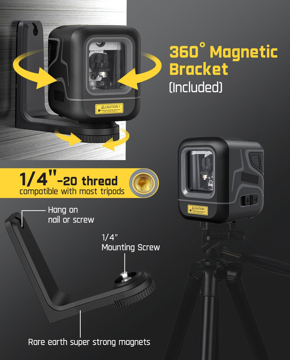 Pocket-sized Green Laser Level – 100 Feet Self-leveling Cross Line Laser