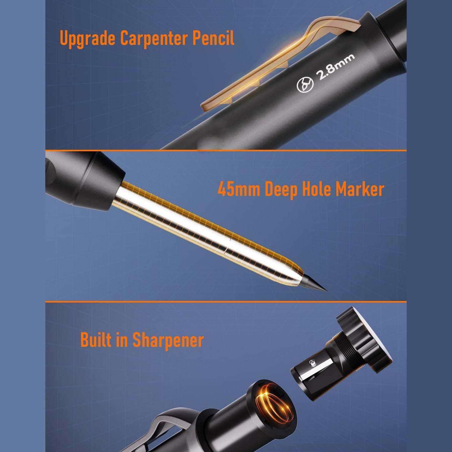 31-Piece Carpenter Pencil Set with Sharpener and Accessories