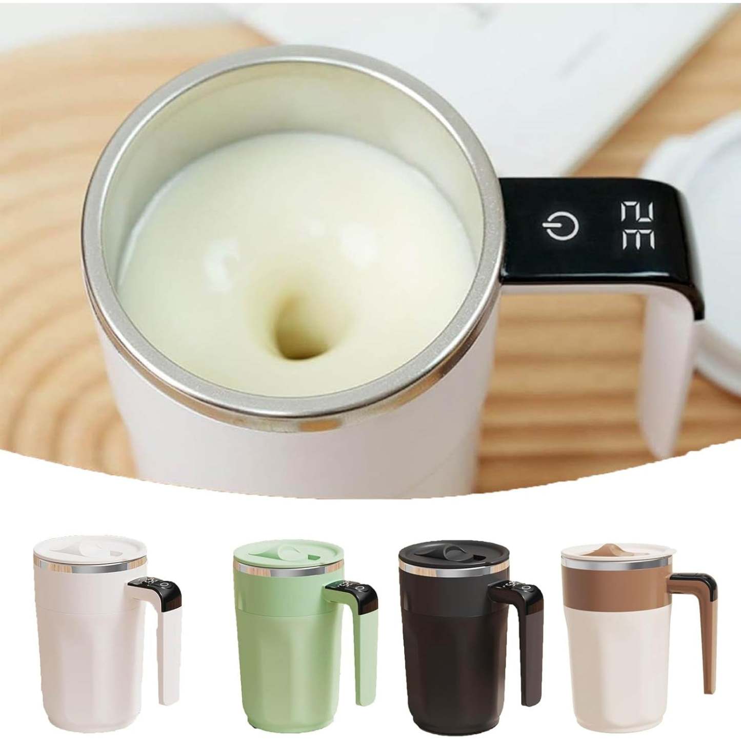 Rechargeable Magnetic Stirring Coffee Mug – Smart Temperature Control Stainless Steel Travel Cup for Coffee