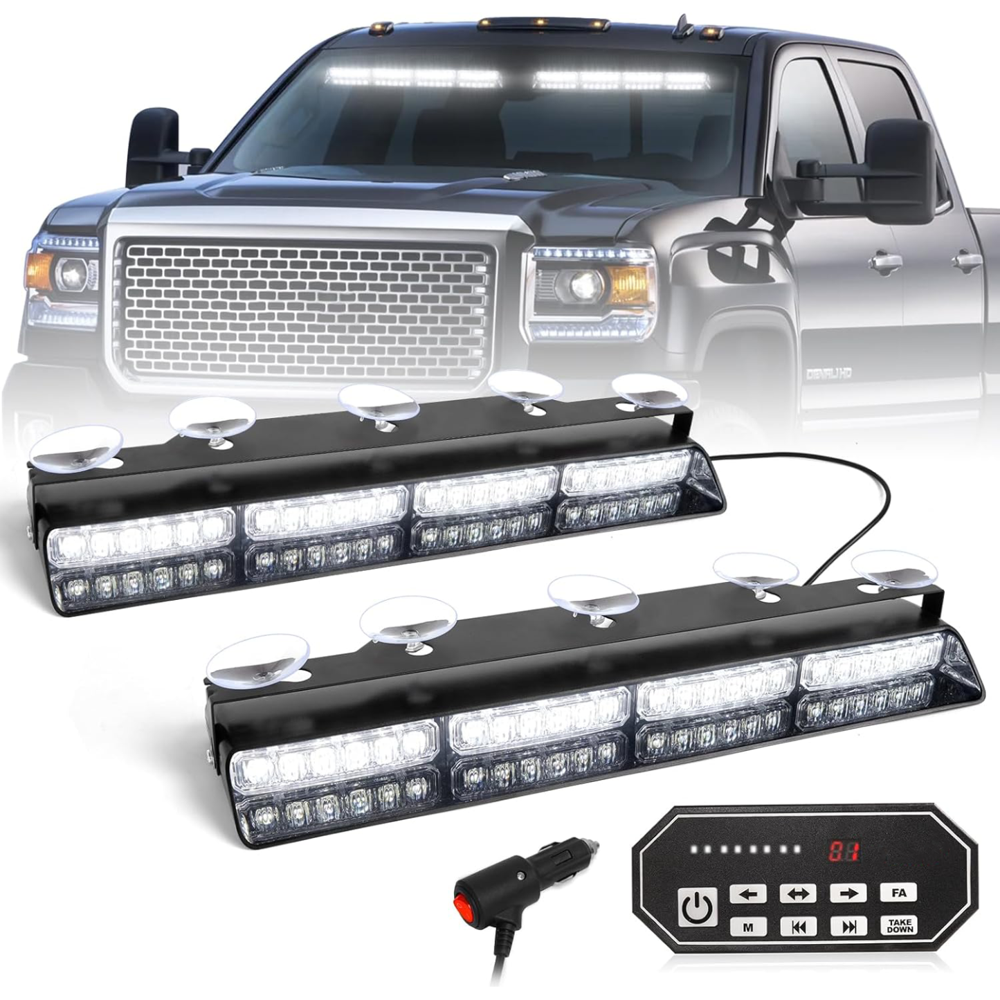 Emergency Strobe Light Bar Controller – 2 x 16.8-inch Amber Safety Light