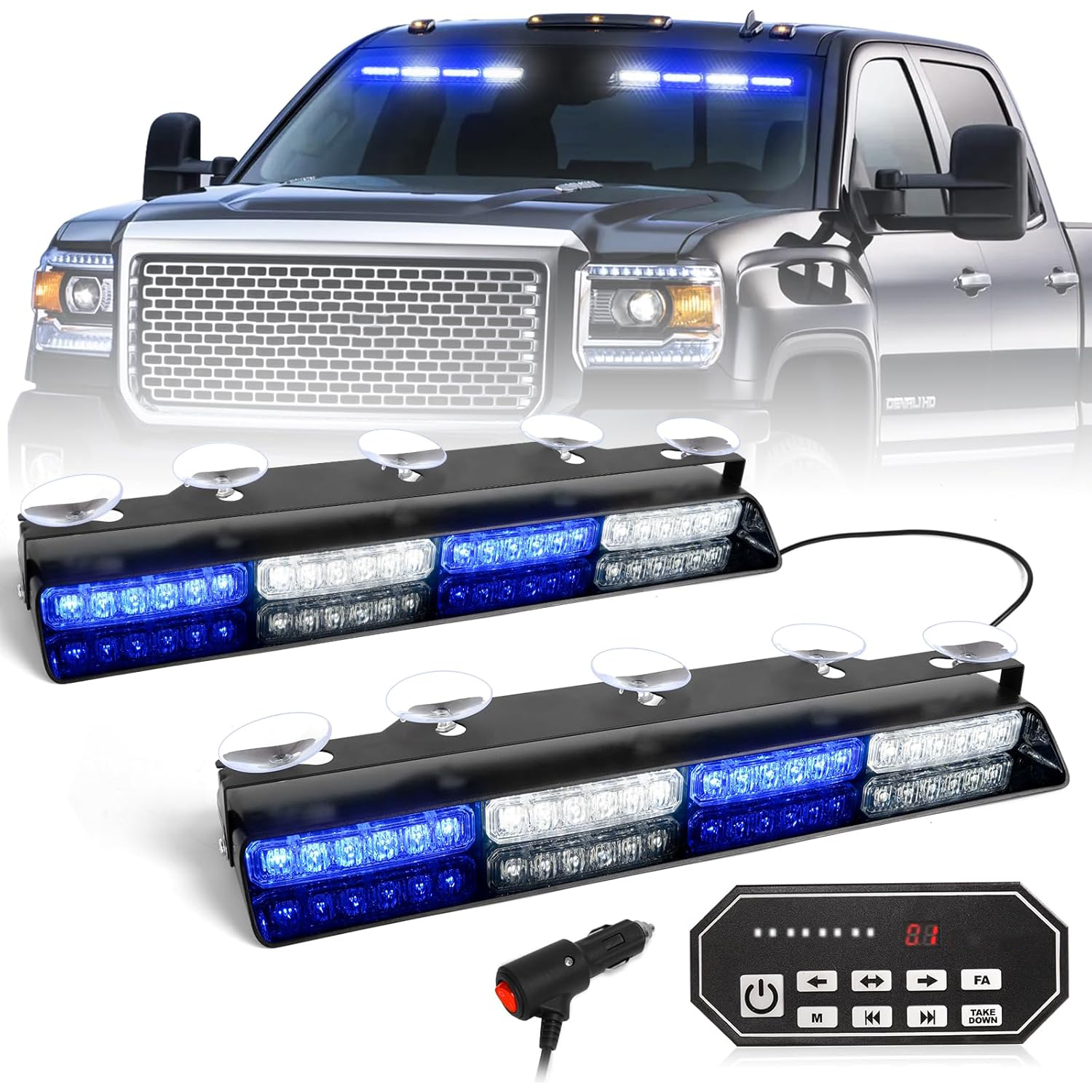 Emergency Strobe Light Bar Controller – 2 x 16.8-inch Amber Safety Light