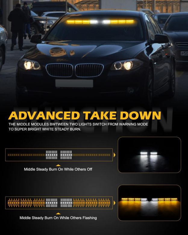 Emergency Strobe Light Bar Controller – 2 x 16.8-inch Amber Safety Light