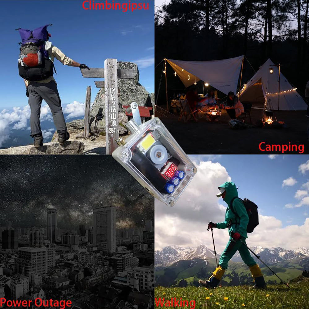 Hand Crank Generator – Portable Emergency USB Charger with COB Light & Lighter