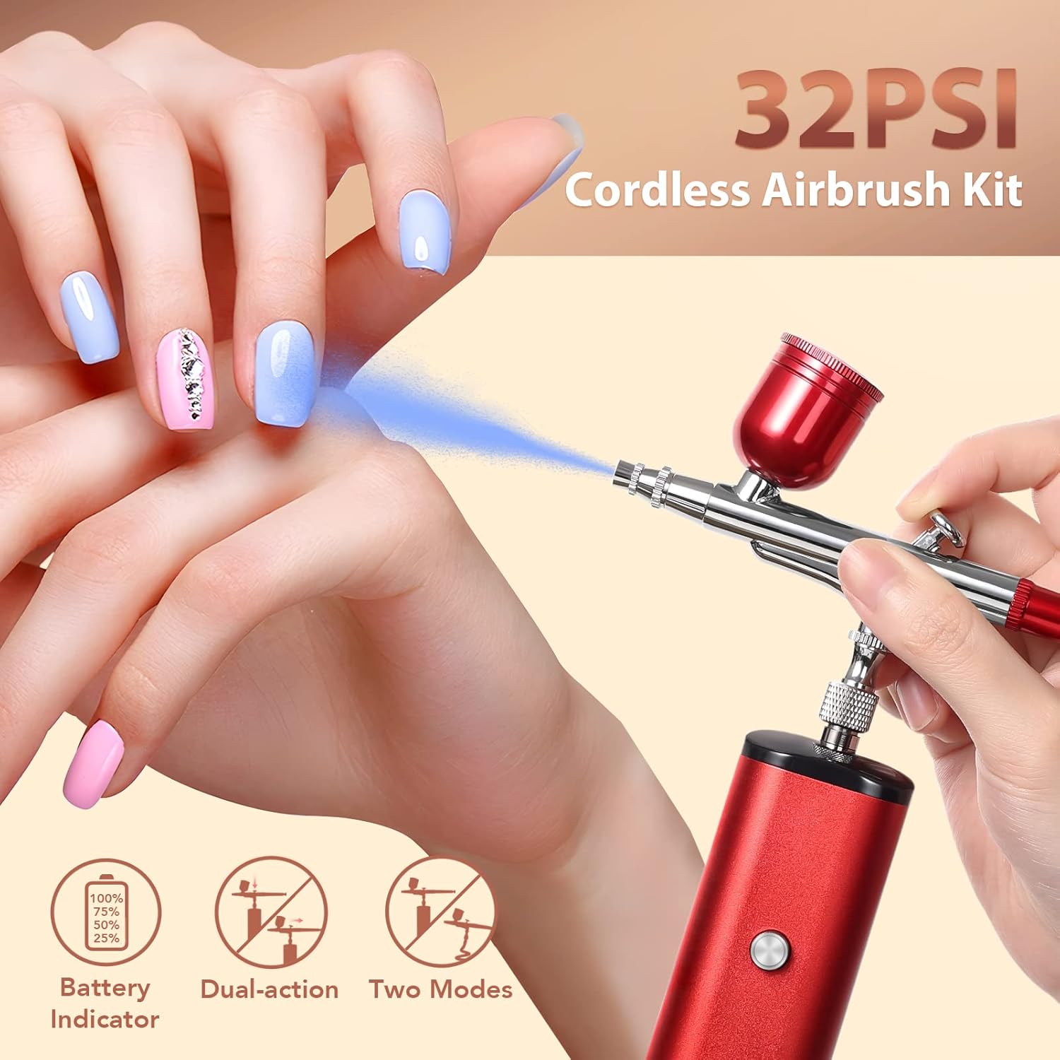 Airbrush Kit with Compressor – 32PSI Handheld Mini Air Brush