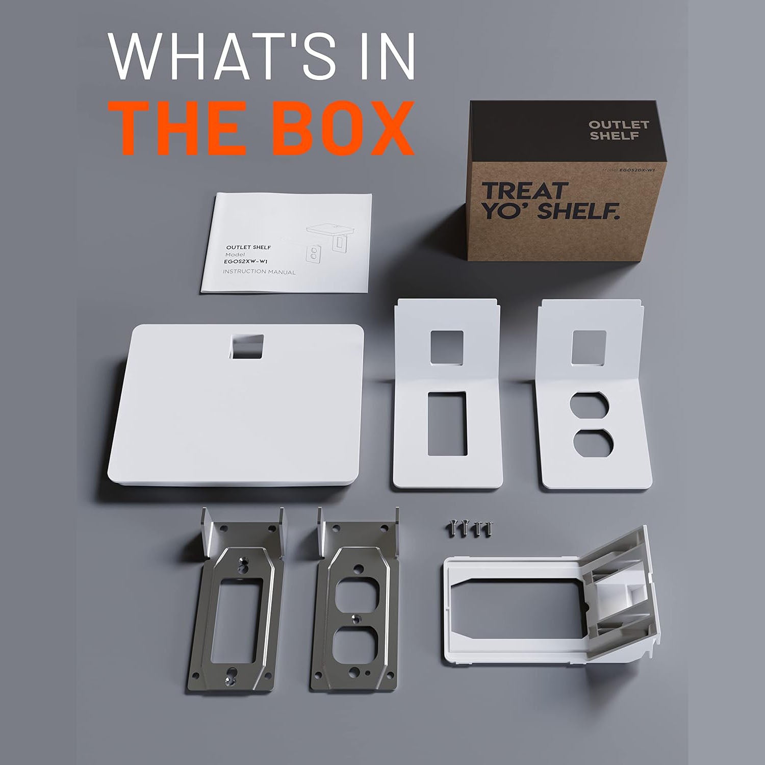 Wide Outlet Shelf – Extra-Wide Wall Outlet Shelf with Built-In Cord Storage, Supports Bulky Plugs & Devices