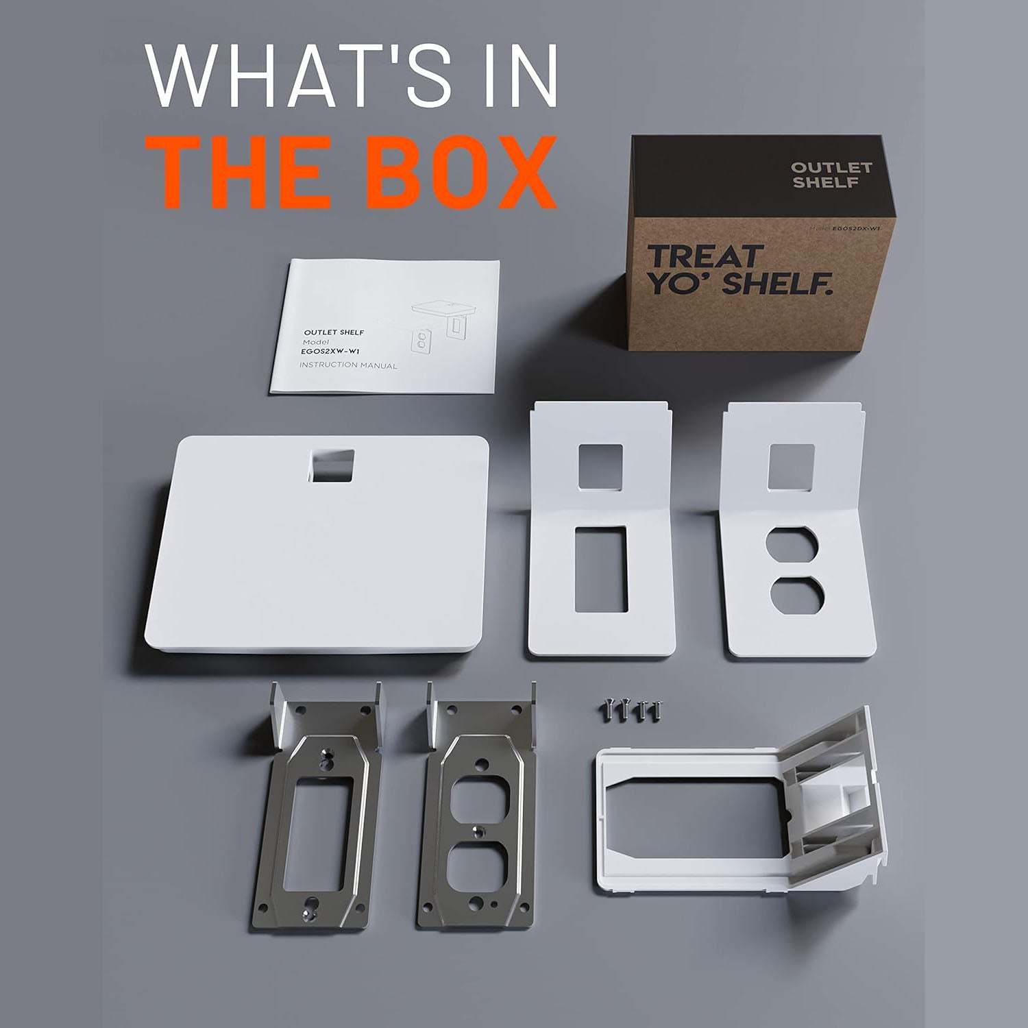 Wide Outlet Shelf – Extra-Wide Wall Outlet Shelf with Built-In Cord Storage, Supports Bulky Plugs & Devices