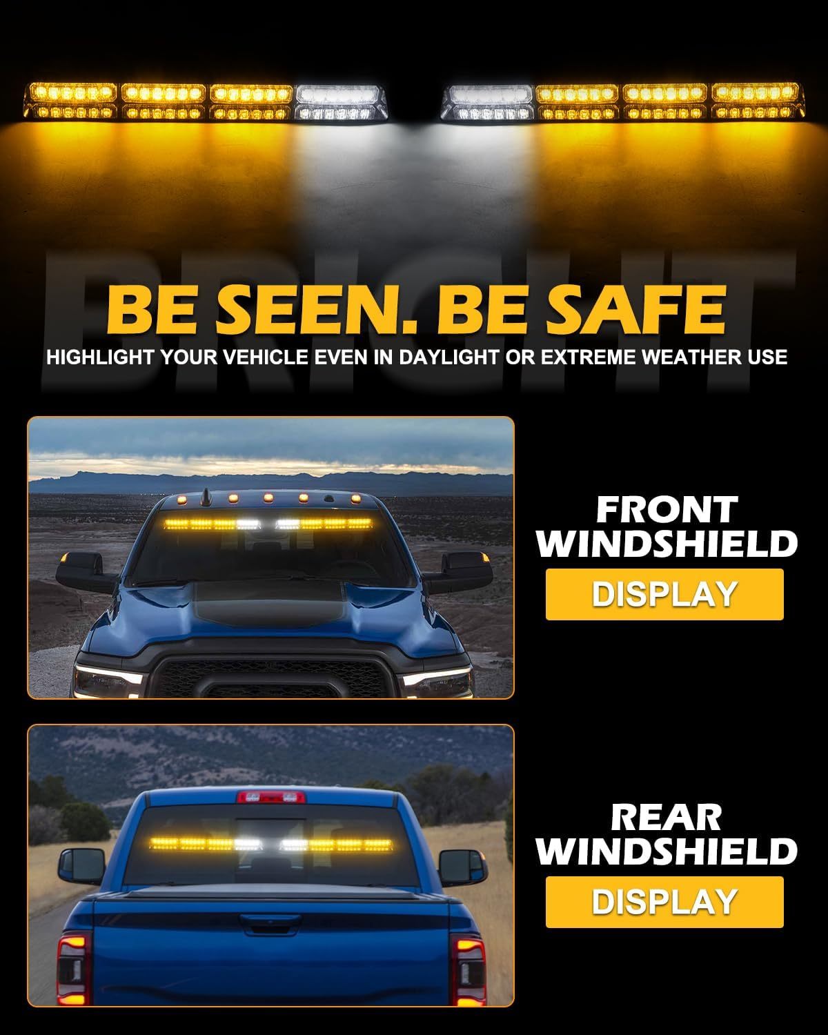 Emergency Strobe Light Bar Controller – 2 x 16.8-inch Amber Safety Light