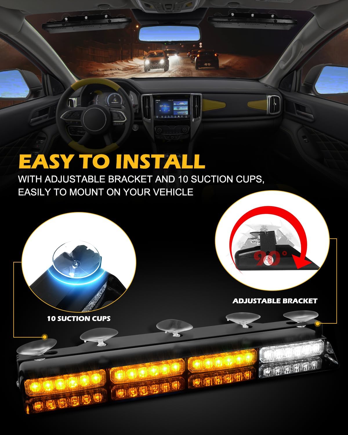 Emergency Strobe Light Bar Controller – 2 x 16.8-inch Amber Safety Light