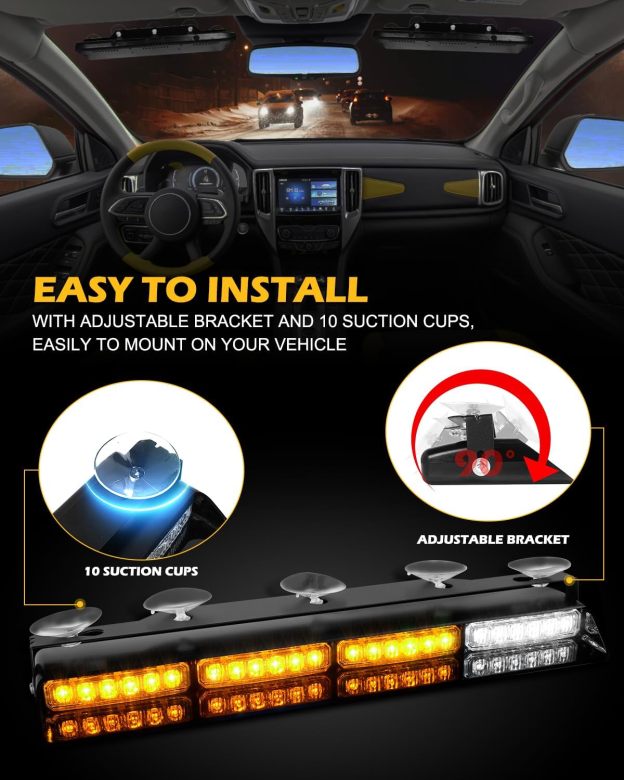 Emergency Strobe Light Bar Controller – 2 x 16.8-inch Amber Safety Light