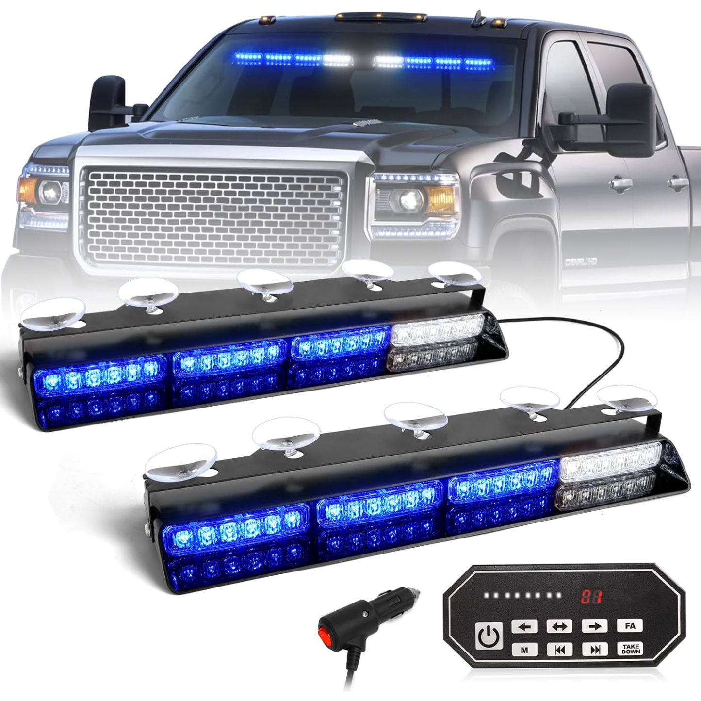 Emergency Strobe Light Bar Controller – 2 x 16.8-inch Amber Safety Light