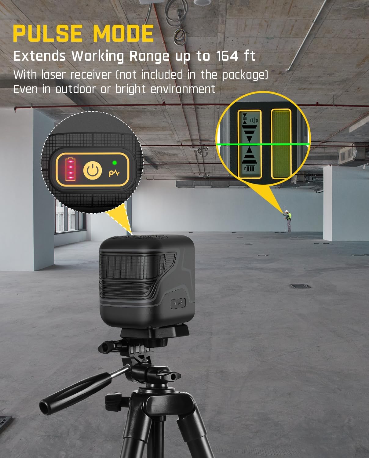 Pocket-sized Green Laser Level – 100 Feet Self-leveling Cross Line Laser