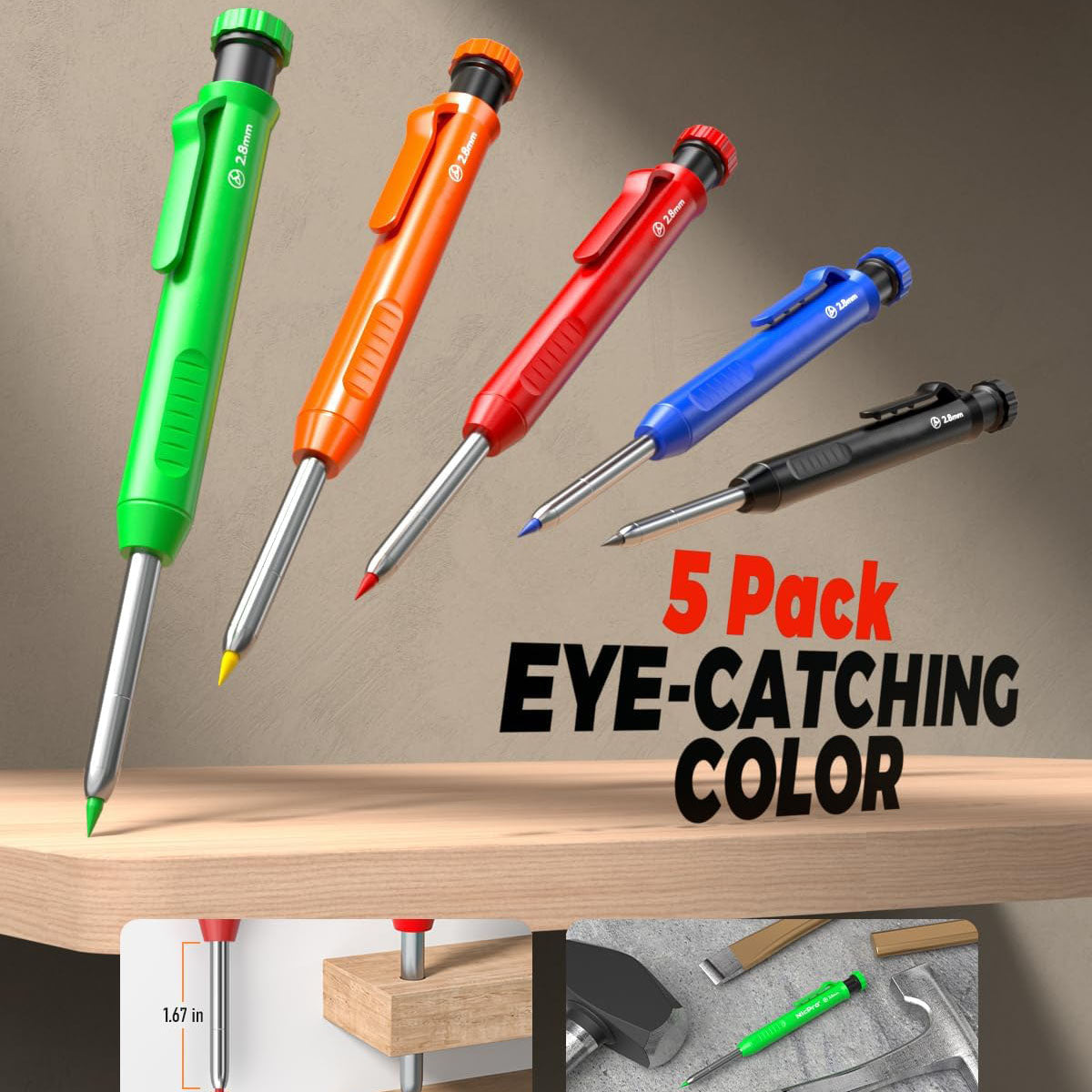 31-Piece Carpenter Pencil Set with Sharpener and Accessories