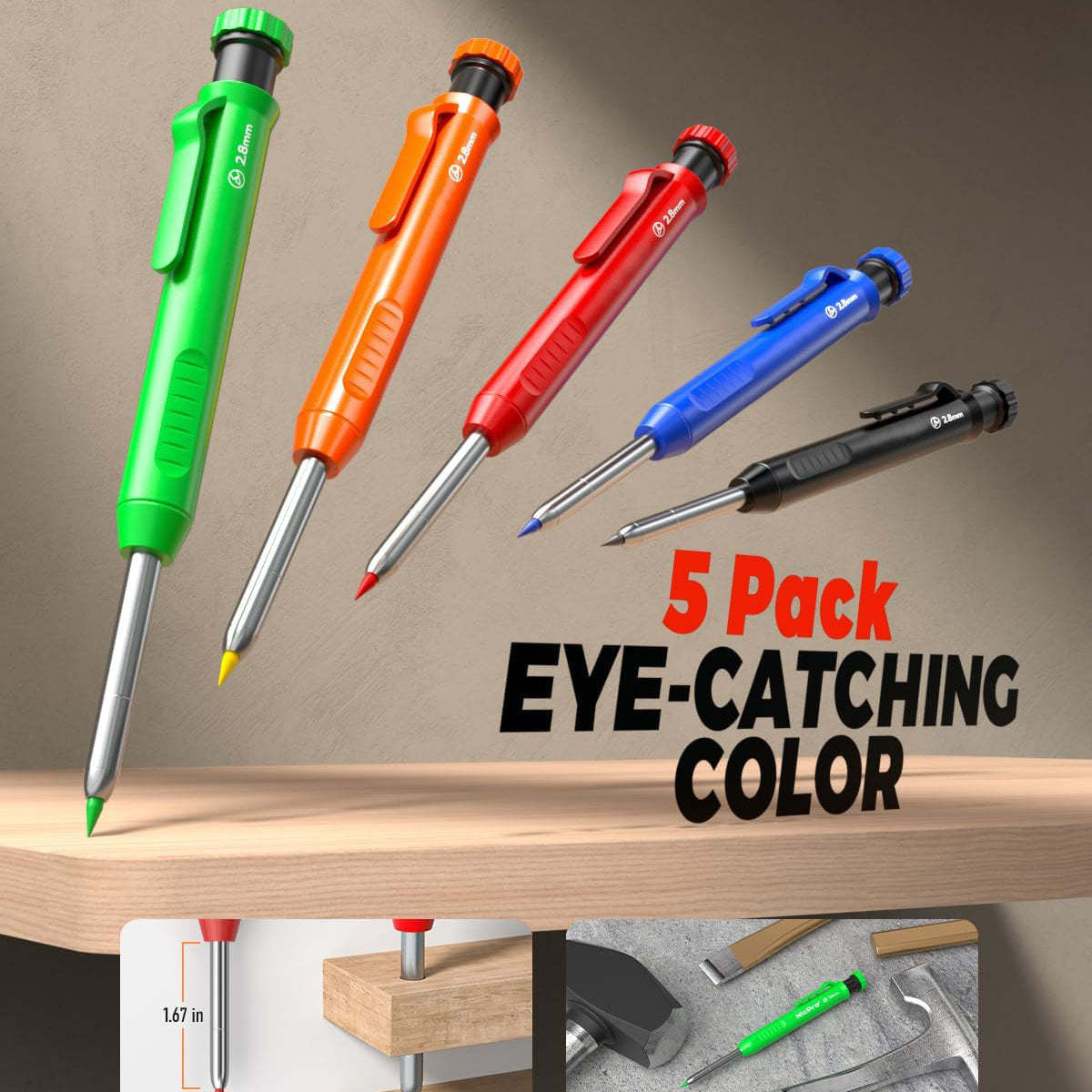 31-Piece Carpenter Pencil Set with Sharpener and Accessories