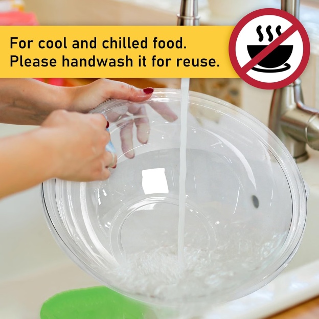 160 oz Clear Disposable Round Plastic Salad Bowl Sets XHM