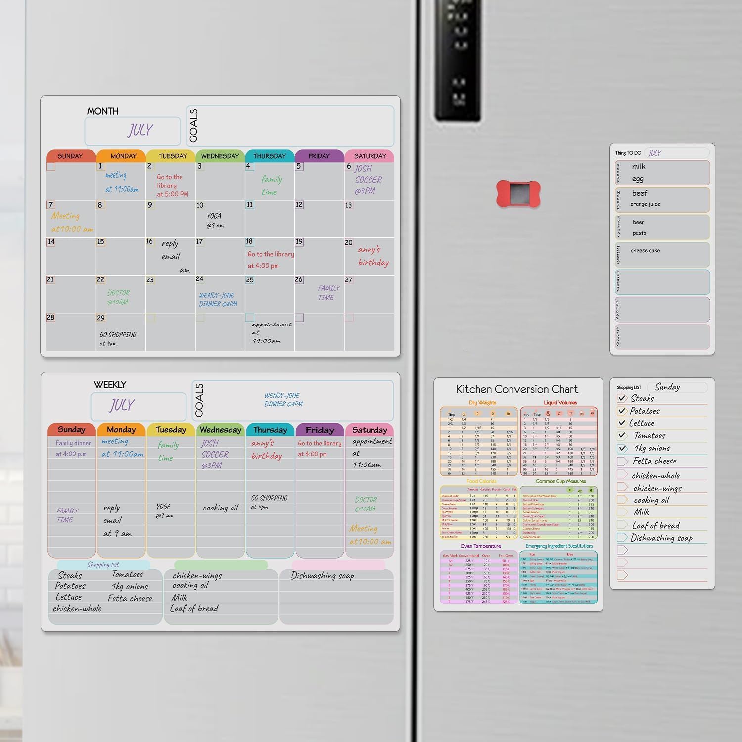 Magnetic Dry Erase Calendar Board Set for Fridge & Wall