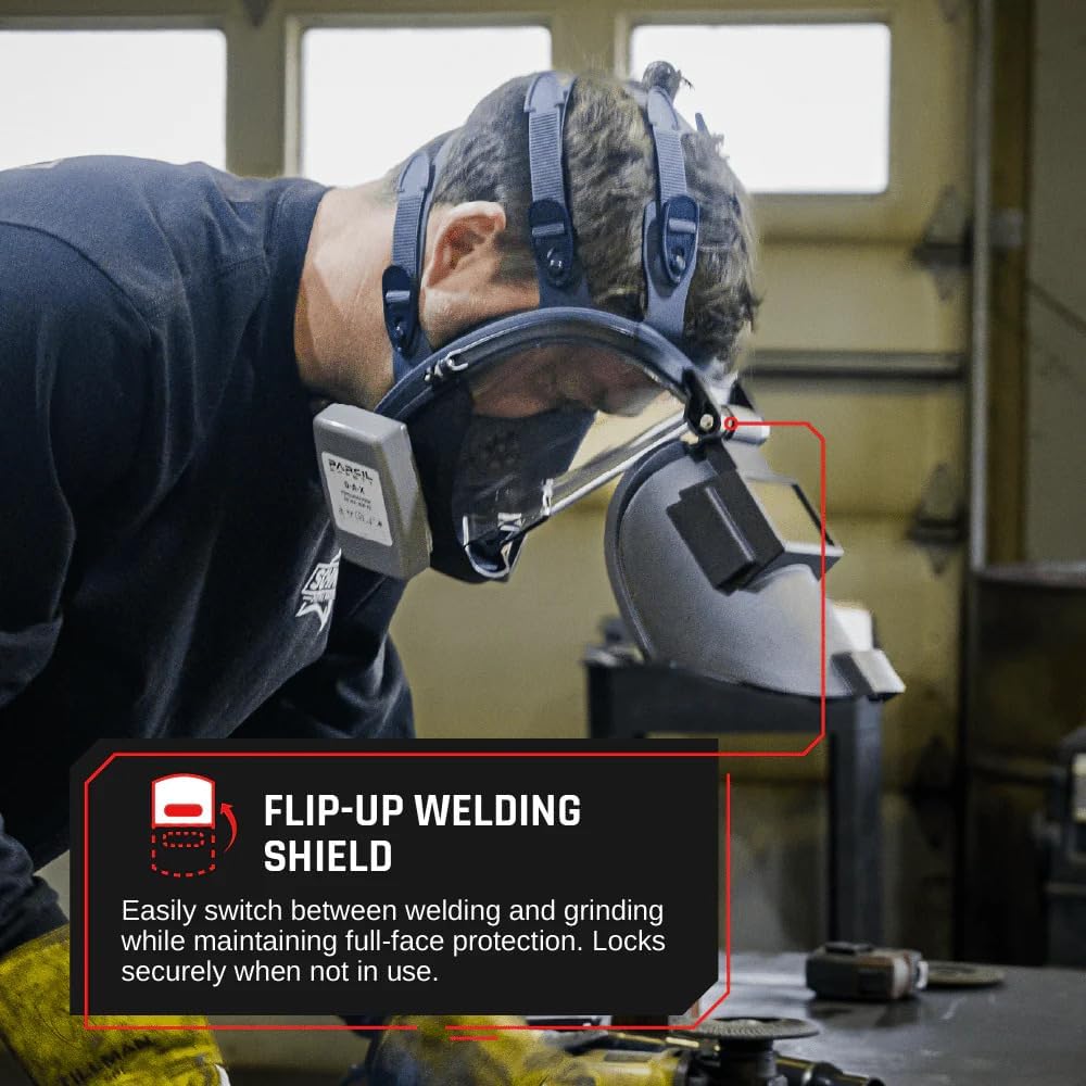 Side view showing the welding respirator profile