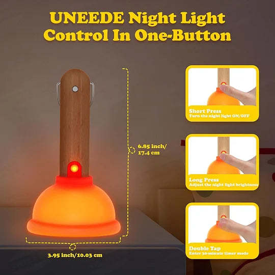 Plunger Night Light – Soft Silicone LED Lamp