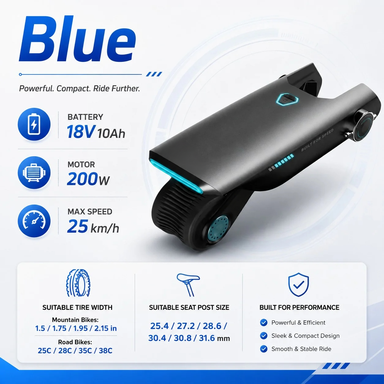 Portable Electric Bike Booster Kit – Compact 200W Power Assist