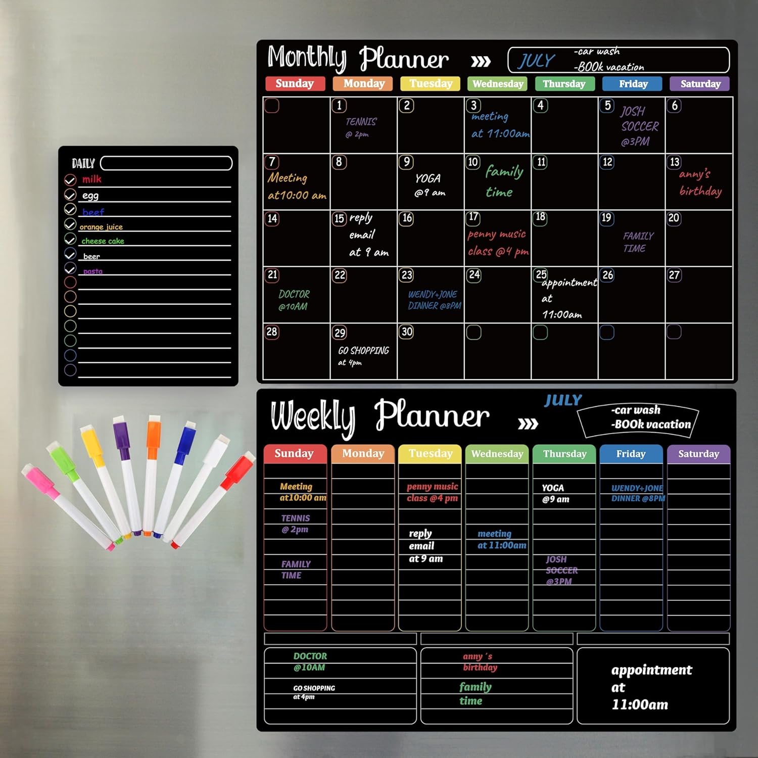 Magnetic Dry Erase Calendar Board Set for Fridge & Wall