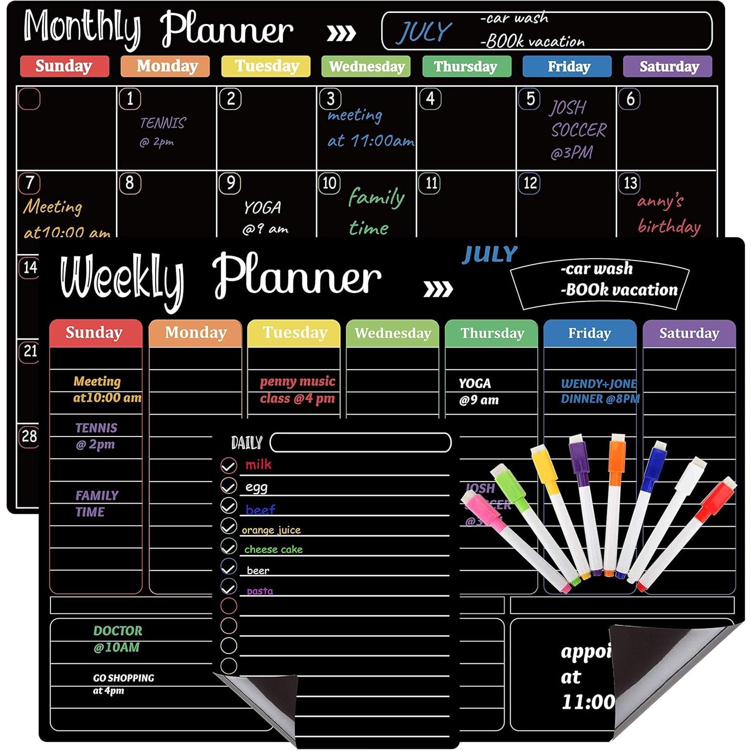 Magnetic Dry Erase Calendar Board Set for Fridge & Wall