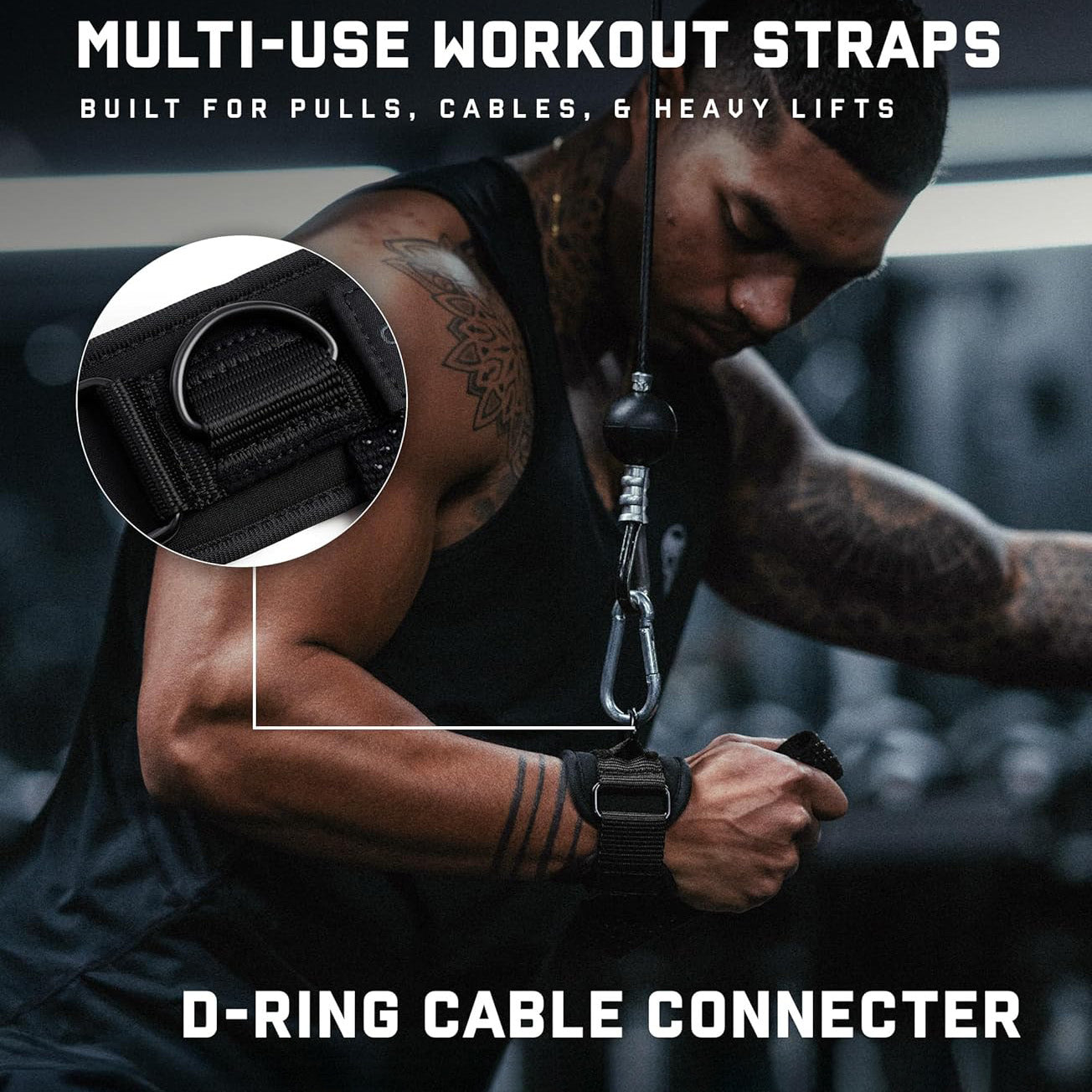 Heavy Duty D-Ring Weightlifting Straps – Anti-Slip Silicone Grip Beads, Cushioning & Adjustable Support