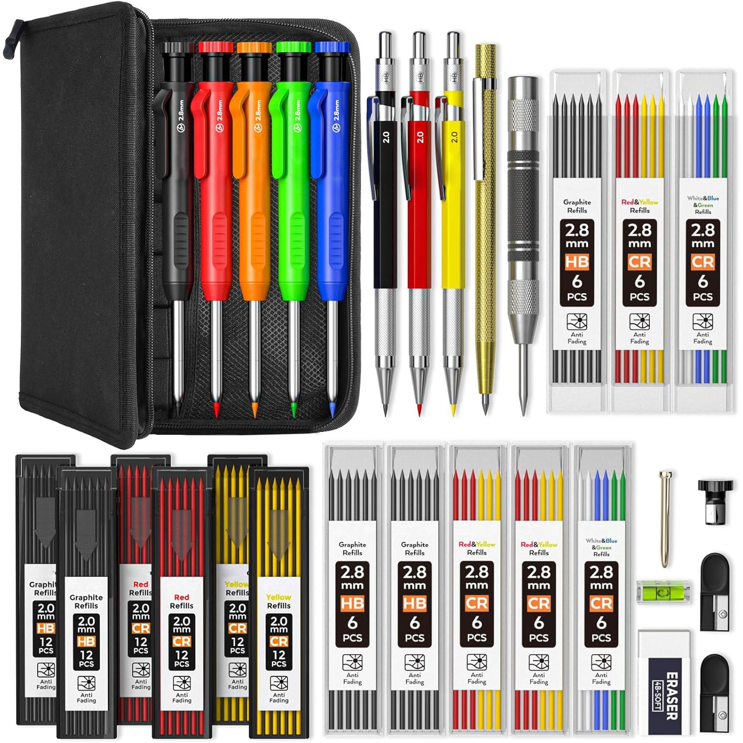 31-Piece Carpenter Pencil Set with Sharpener and Accessories