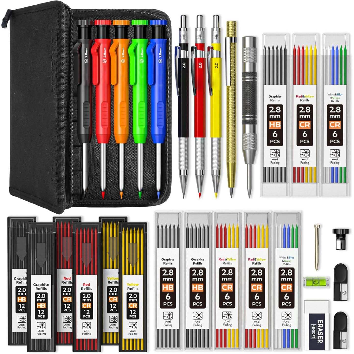 31-Piece Carpenter Pencil Set with Sharpener and Accessories