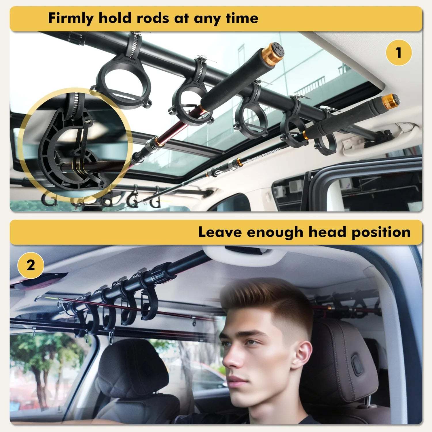 Universal Car Fishing Rod Holder – Telescopic Roof Rack Mount for Vehicles