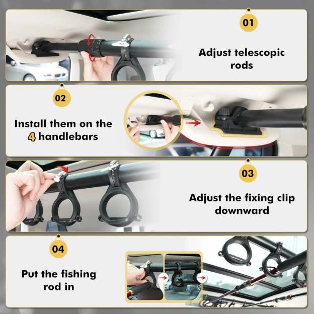 Universal Car Fishing Rod Holder – Telescopic Roof Rack Mount for Vehicles