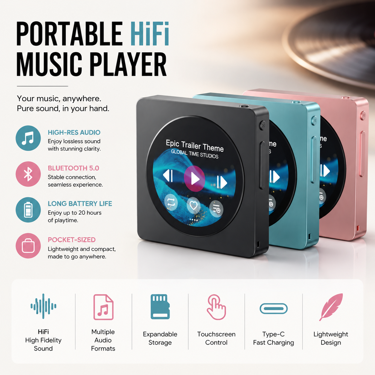 Portable High-Resolution Music Player – Hi-Res Audio Anytime, Anywhere