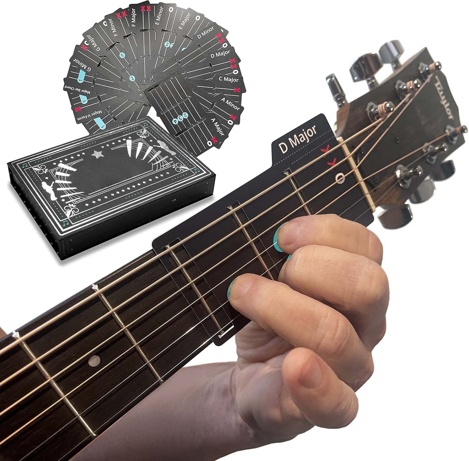 Instant Chord Cards Deluxe Edition with Carry Case – The On-the-Fretboard Learning System! 🎵