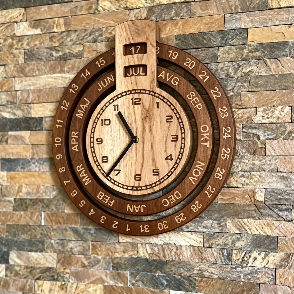 Wooden Perpetual Calendar Clock